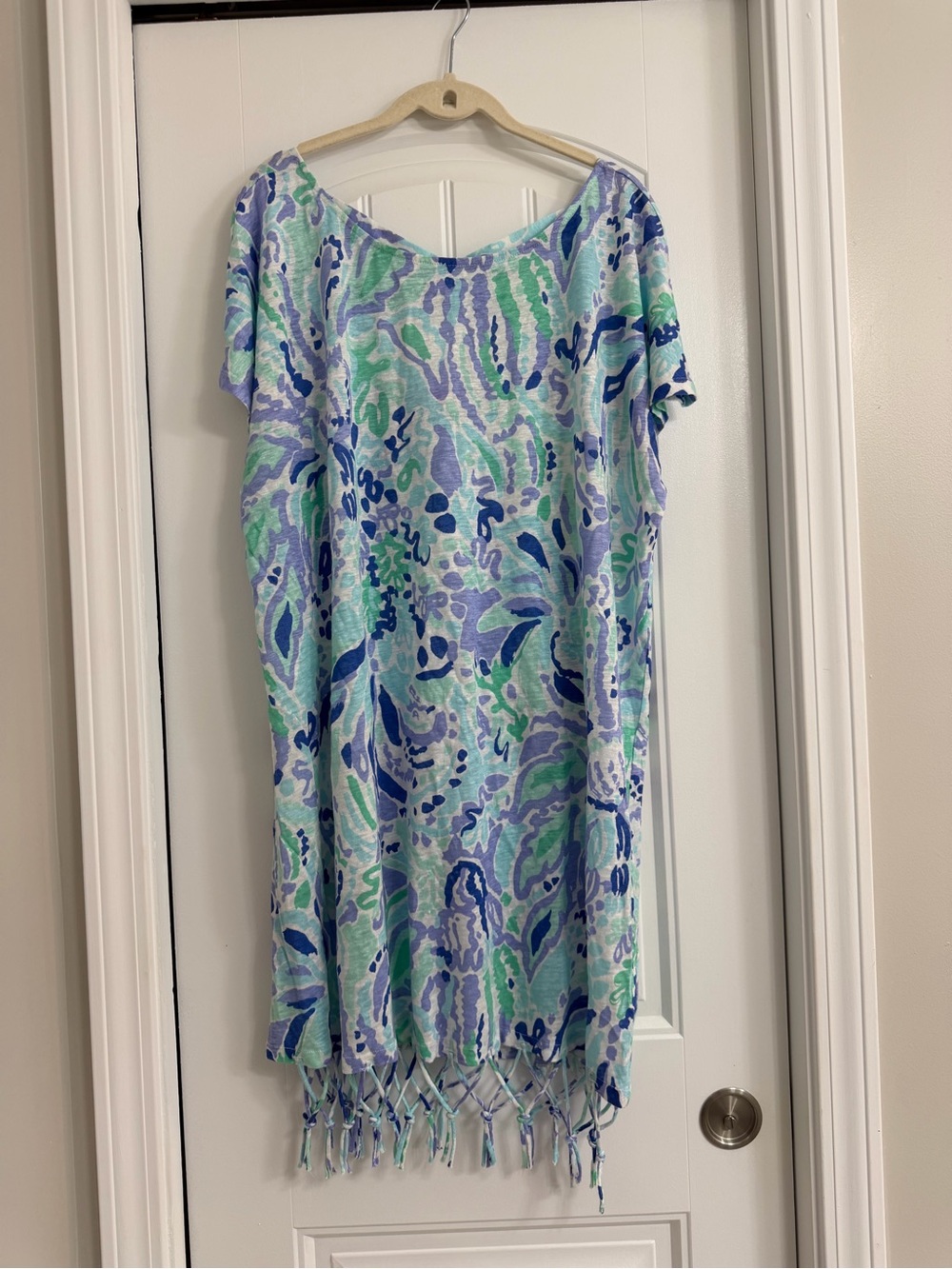 Lilly Pulitzer Blue & Green Patterned Fringe Dress